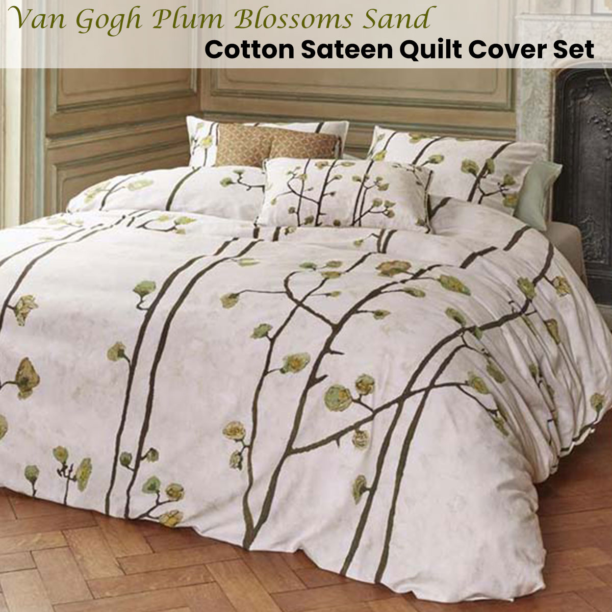 Van Gogh Plum Blossoms Sand Cotton Sateen Quilt Cover Set by Bedding House