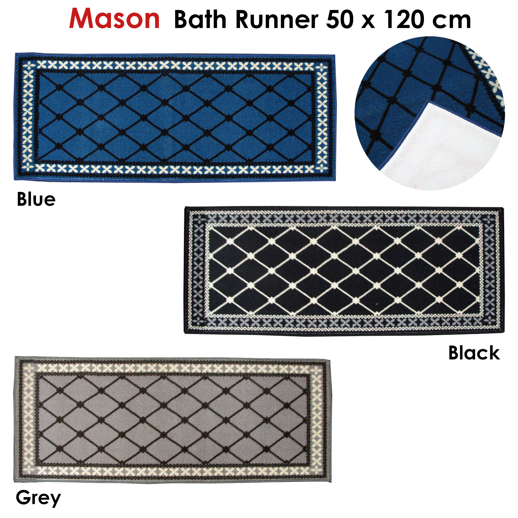 Mason Non Slip Bath Runner 50 x 120cm