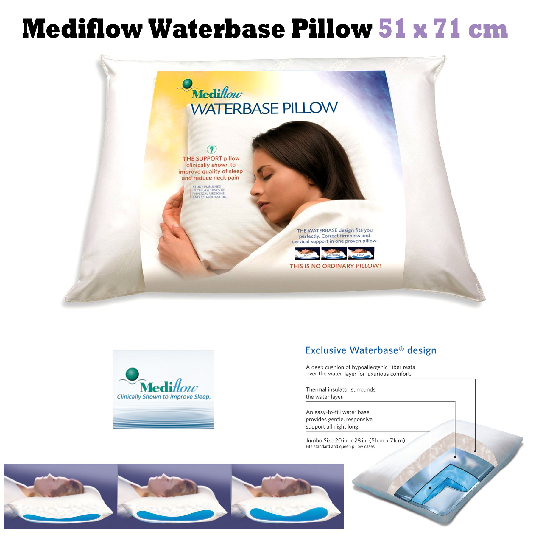 Mediflow Adjustable Waterbase Water Neck Pain Reduction Standard