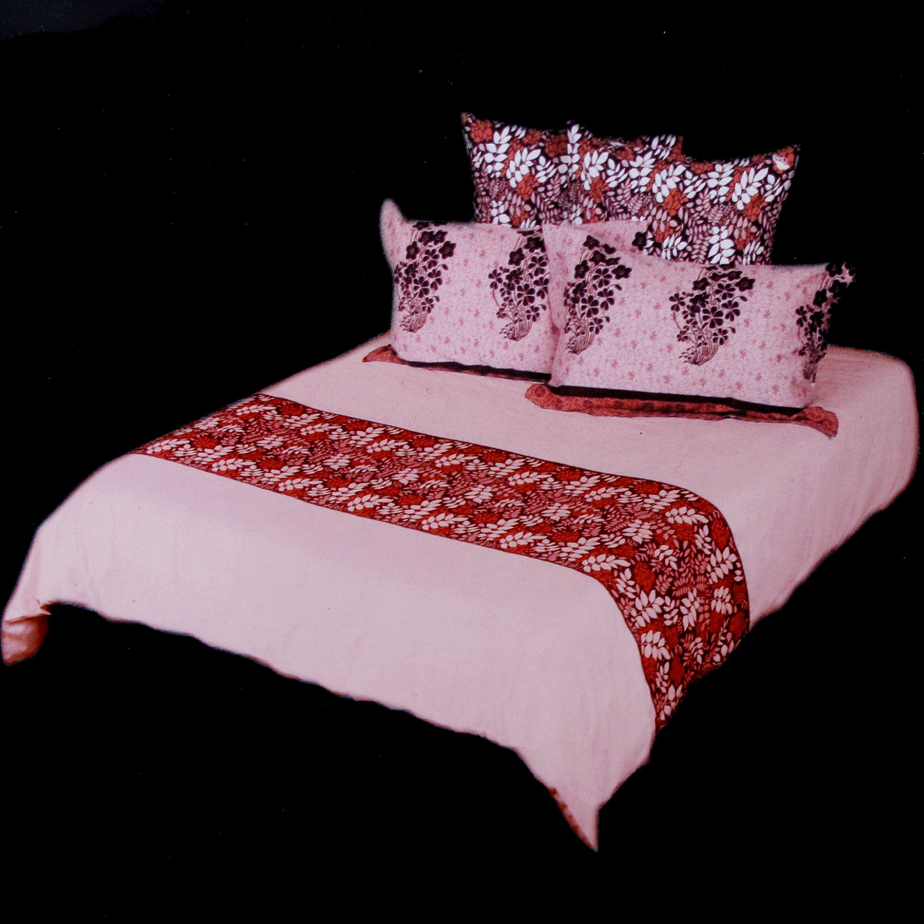 3 Pce Pure Cotton Petunia Pink Burgundy Quilt Doona Duvet Cover Set QUEEN KING