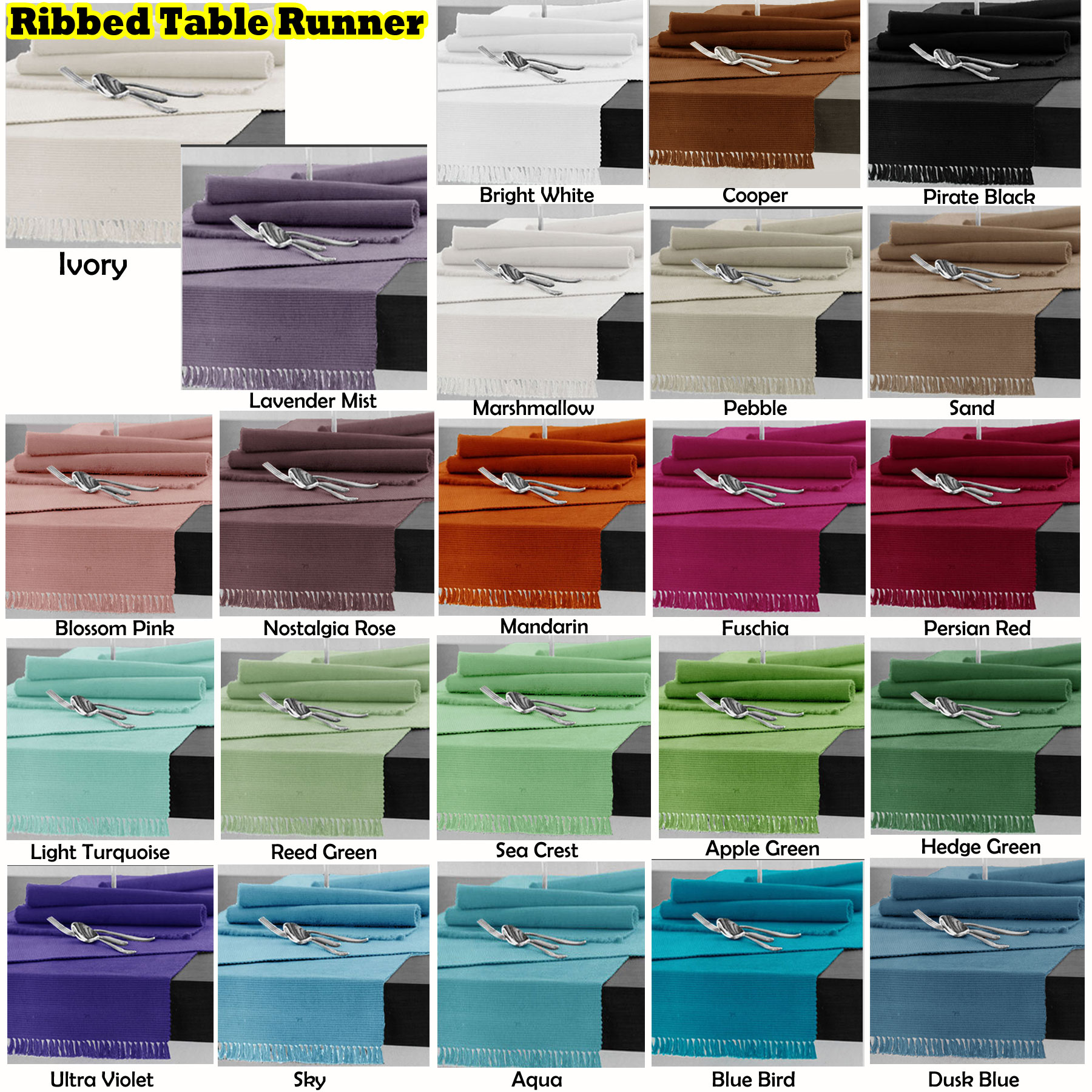Machine Washable Cotton Ribbed Table Runners