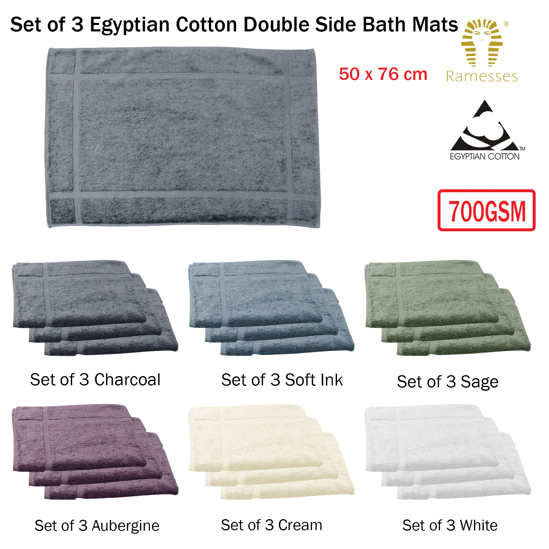 Quality Channels Cotton Floor Bath Mat 50 x 80cm 4 Color Choice